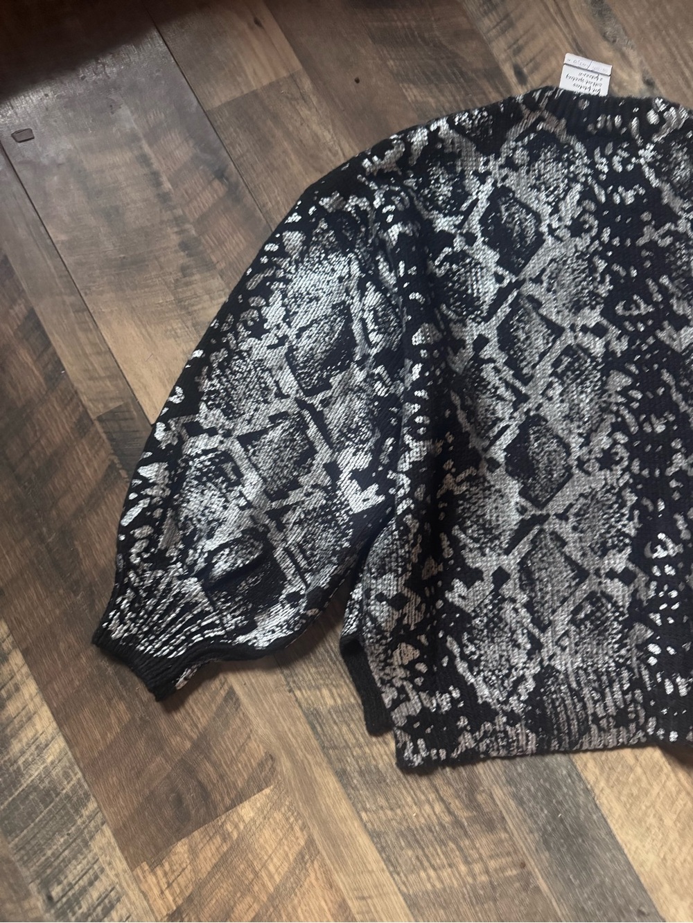 Snake-Print Black & Silver Women's Sweater - Picture 7 of 9